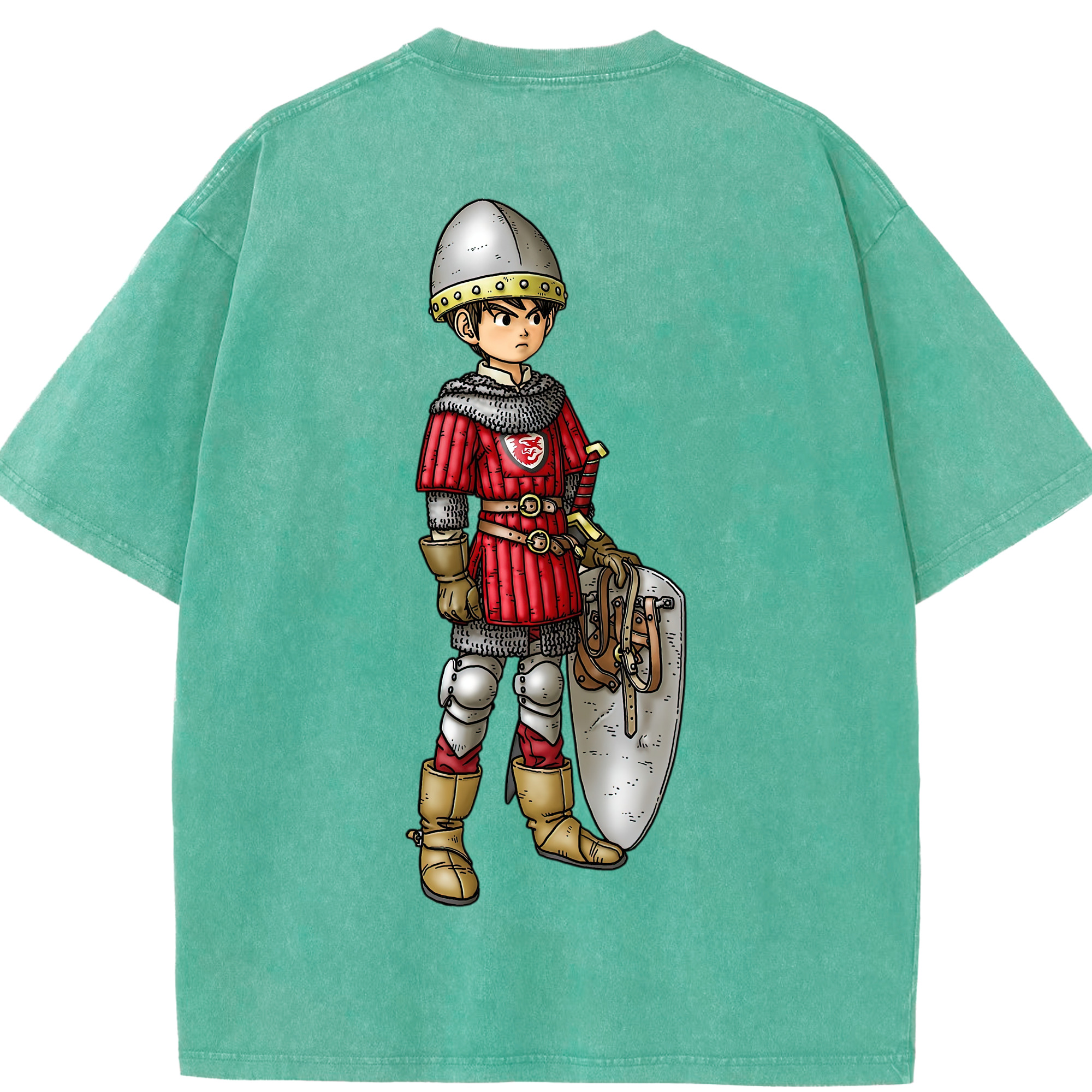 （画像用） ドラゴンクエスト Doragon Kuesuto Dragon Quest 綿100% ヴィンテージ風 半袖Tシャツ（背面プリント）